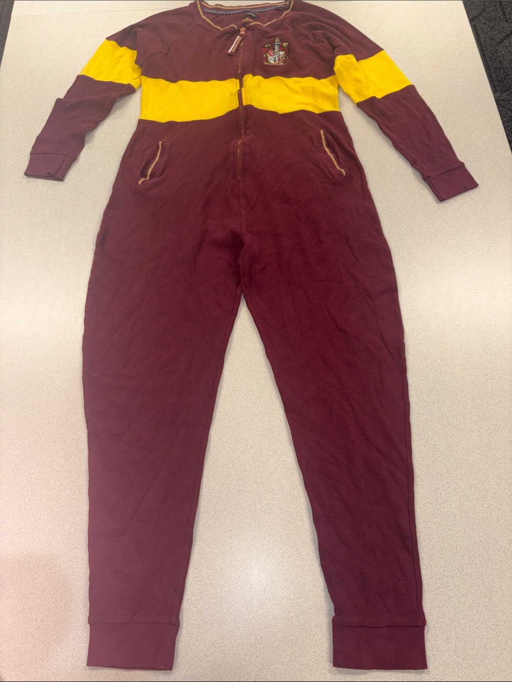 Warner Bros. Harry Potter Maroon Onesie Jumpsuit with Yellow Stripe Hogwarts